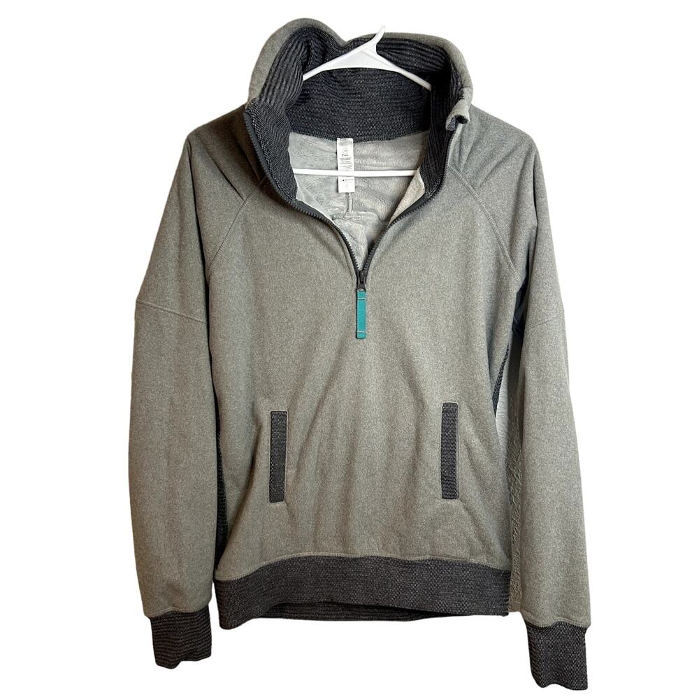 Ivivva Lululemon Shiver Stopper Fleece Pullover Girls Size 14 Gray Herringbone